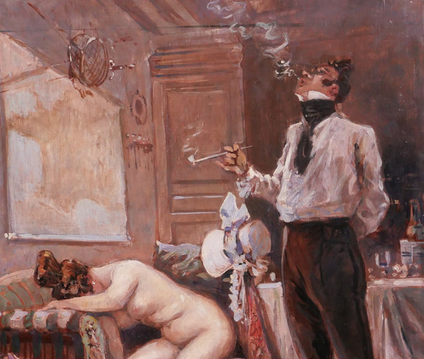 Georges CONRAD 1874-1936 Der Aufbruch des geliebten Mannes auf eine Reise, Gemälde, um 1900