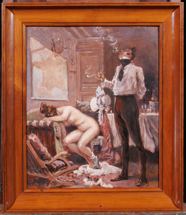 Georges CONRAD 1874-1936 Der Aufbruch des geliebten Mannes auf eine Reise, Gemälde, um 1900