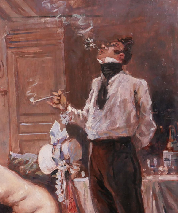 Georges CONRAD 1874-1936 Der Aufbruch des geliebten Mannes auf eine Reise, Gemälde, um 1900