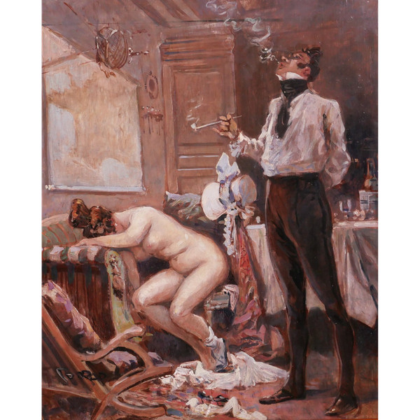 Georges CONRAD 1874-1936 Der Aufbruch des geliebten Mannes auf eine Reise, Gemälde, um 1900