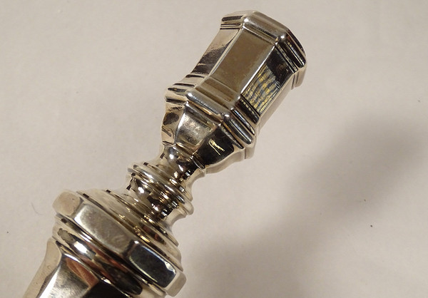 Pair of silver candlesticks Fermiers Généraux Laval André Lasnier Coat of arms 18th century