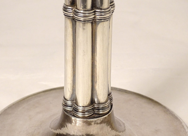 Pair of Candlesticks à La Financière Swiss Silver Bossard Goldsmith 1541gr 19th century