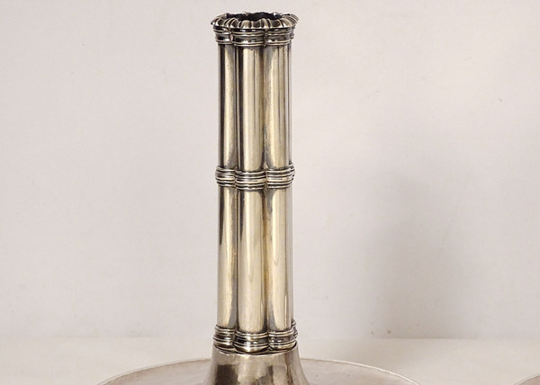 Pair of Candlesticks à La Financière Swiss Silver Bossard Goldsmith 1541gr 19th century