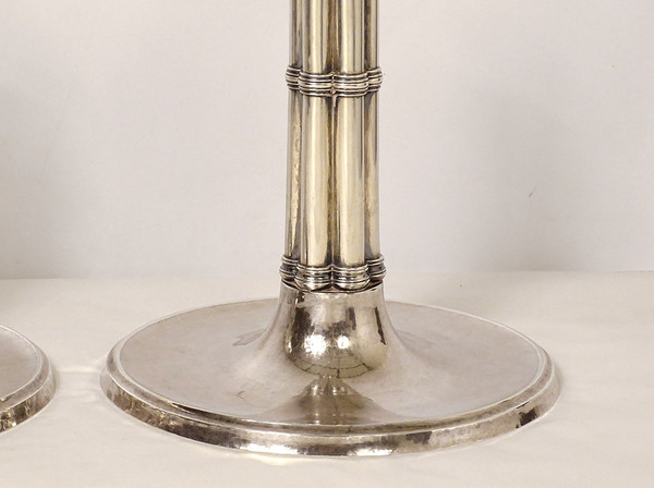 Pair of Candlesticks à La Financière Swiss Silver Bossard Goldsmith 1541gr 19th century