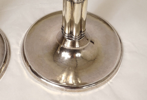 Pair of Candlesticks à La Financière Swiss Silver Bossard Goldsmith 1541gr 19th century