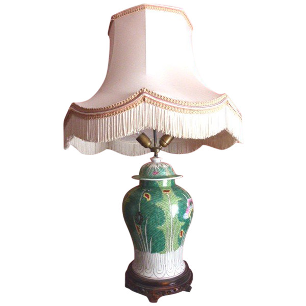 Lampada in vaso di zenzero in porcellana cinese del XIX secolo