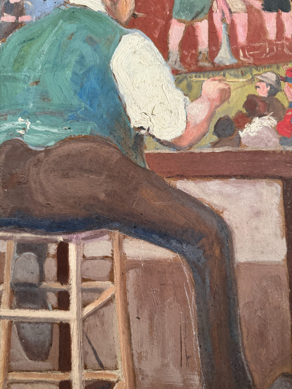 M. Jousselin (xix-xx) - Lotta greco-romana, Autoritratto al cavalletto, 1912