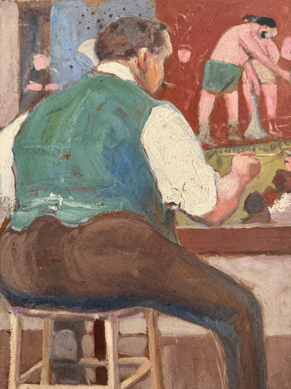M. Jousselin (xix-xx) - Lotta greco-romana, Autoritratto al cavalletto, 1912