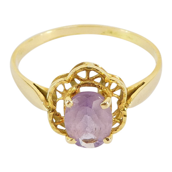 Bague en OR jaune 18 carats avec amethyste