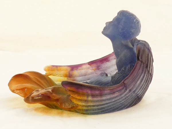 DAUM France Coupelle Baguier en Pate de cristal Ange aux ailes déployées