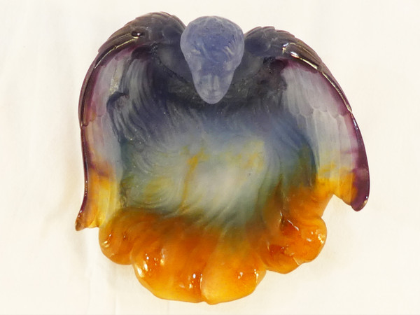 DAUM France Coupelle Baguier en Pate de cristal Ange aux ailes déployées
