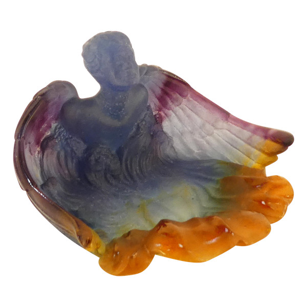 DAUM France Coupelle Baguier en Pate de cristal Ange aux ailes déployées