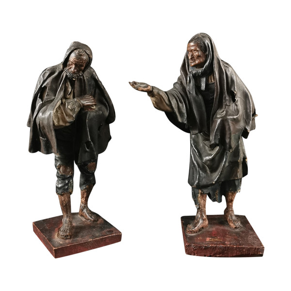 Santons En Terre Cuite, Mendiants