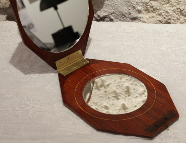 Folding mirror in rosewood, circa 1930, Art Deco