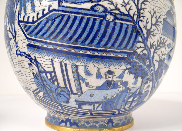 Large Basin Cup China Cloisonné Enamels White Blue Ming Signed Zhengde 16th
