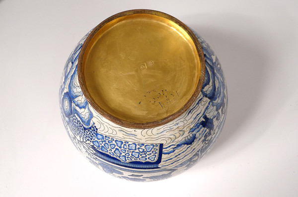 Large Basin Cup China Cloisonné Enamels White Blue Ming Signed Zhengde 16th
