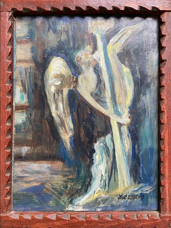 Huile 'L'ange à la colonne' par Jean Danguy