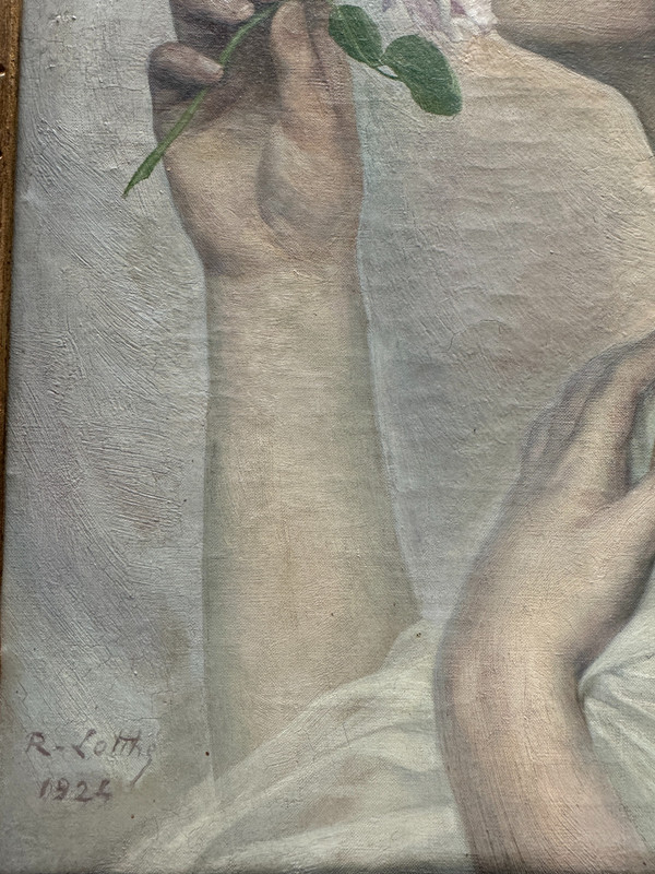 Raymond Lotthe (1867 - 1938) - Junge Frau mit Rose, 1924