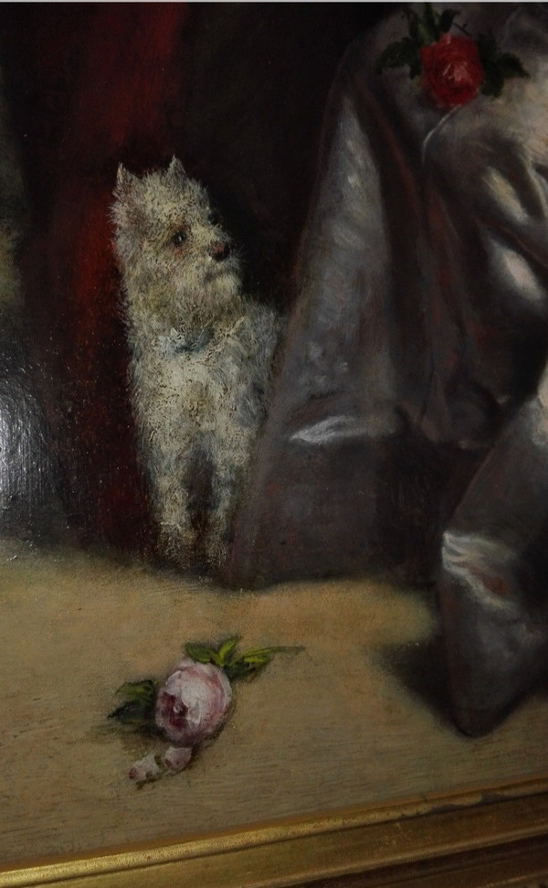 Charles François Pécrus scena di genere di donne eleganti