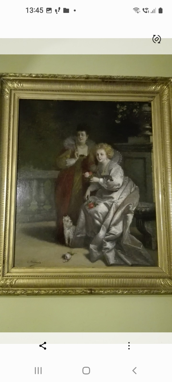 Charles François Pécrus scena di genere di donne eleganti