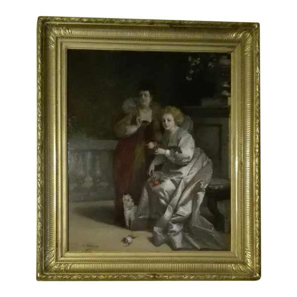 Charles François Pécrus scena di genere di donne eleganti