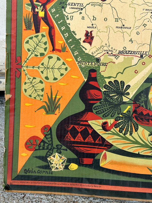 Alain Cornic - Anciennement Affiche De L’afrique équatoriale Française Vers 1950 