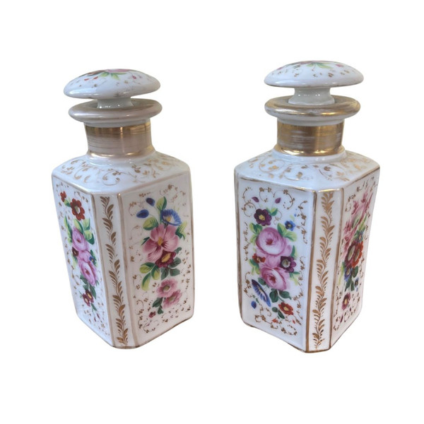 Paire de Flacons de Toilette en Vieux Paris - Époque Louis Philippe - 19ème Siècle