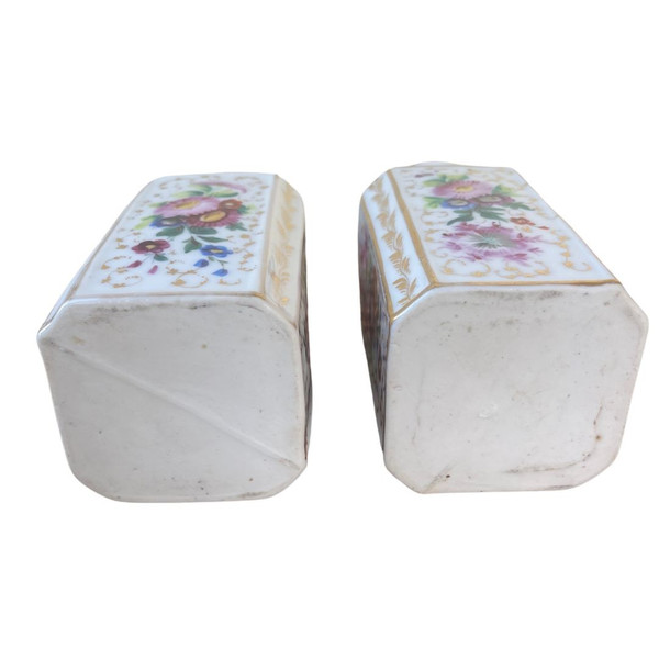 Paire de Flacons de Toilette en Vieux Paris - Époque Louis Philippe - 19ème Siècle