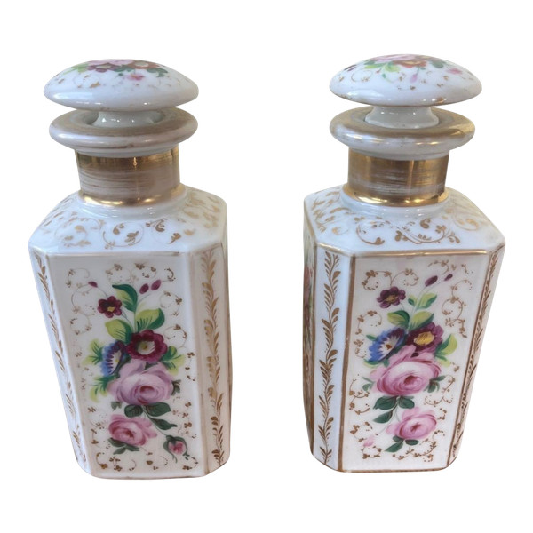 Paire de Flacons de Toilette en Vieux Paris - Époque Louis Philippe - 19ème Siècle