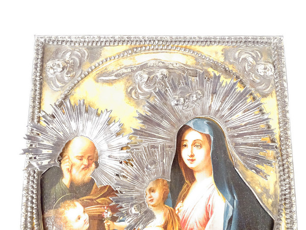 Icona ortodossa russa in argento massiccio HSP Gesù San Giovanni Battista XIX secolo