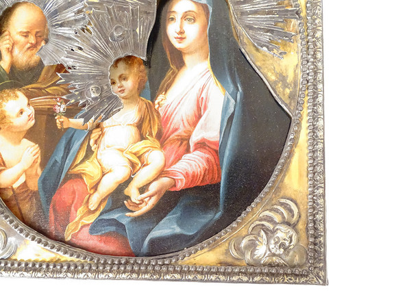 Icona ortodossa russa in argento massiccio HSP Gesù San Giovanni Battista XIX secolo