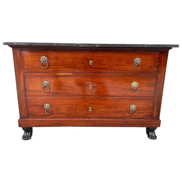 Empire period Retour D'egypte chest of drawers Pied Griffe Mahogany