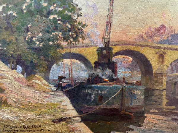 Marcel Thibault - The Pont Marie in Paris Oil on Canvas
