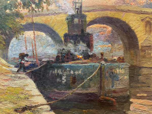 Marcel Thibault - The Pont Marie in Paris Oil on Canvas