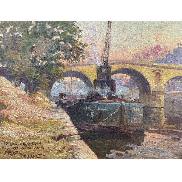 Marcel Thibault - The Pont Marie in Paris Oil on Canvas