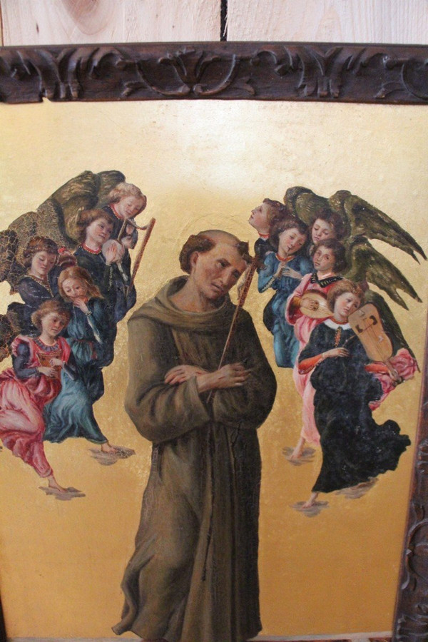 Tableau De Saint François d'Assise Avec Des Anges d'Apres Sandro Botticelli