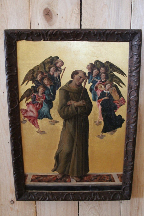 Tableau De Saint François d'Assise Avec Des Anges d'Apres Sandro Botticelli