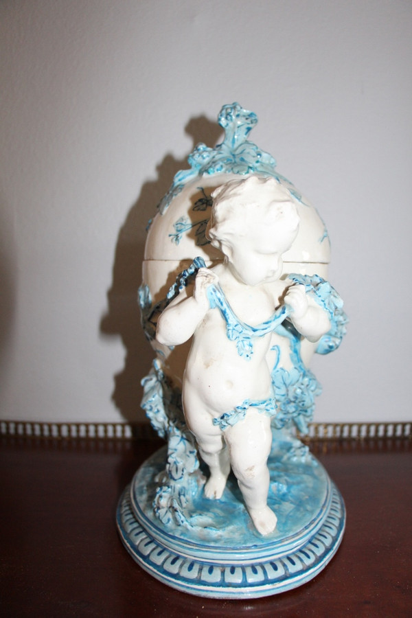 Grande zuccheriera in maiolica del XIX secolo