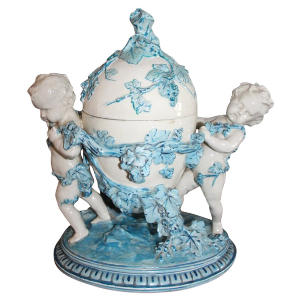 Grande zuccheriera in maiolica del XIX secolo