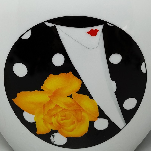 1970s Gogeous Porcelain Vase by R. Ortol for Limoges. Made in France