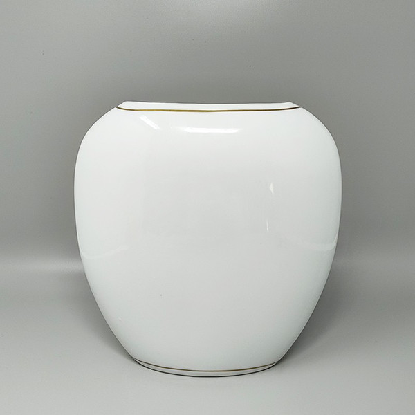 1970s Gogeous Porcelain Vase by R. Ortol for Limoges. Made in France