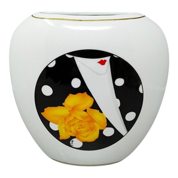 1970s Gogeous Porcelain Vase by R. Ortol for Limoges. Made in France