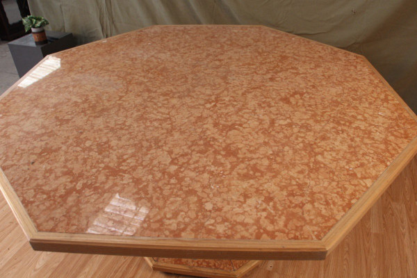 Large Marble Veneer Dining Table and Pedestal Table