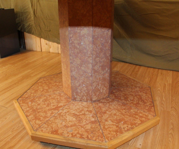 Large Marble Veneer Dining Table and Pedestal Table