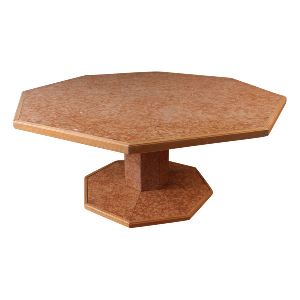 Large Marble Veneer Dining Table and Pedestal Table