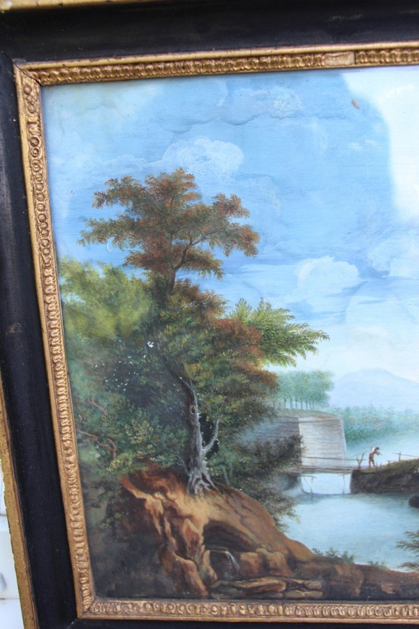 Paar Aquarelle mit Landschaften XVIIIeme
