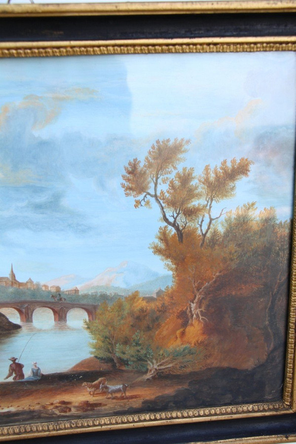 Paar Aquarelle mit Landschaften XVIIIeme