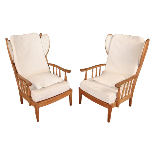 paire de fauteuils a oreilles 1950