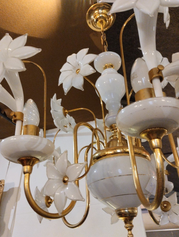 Lampadario - Vetro opalino - Venezia - Murano - V. 1960.