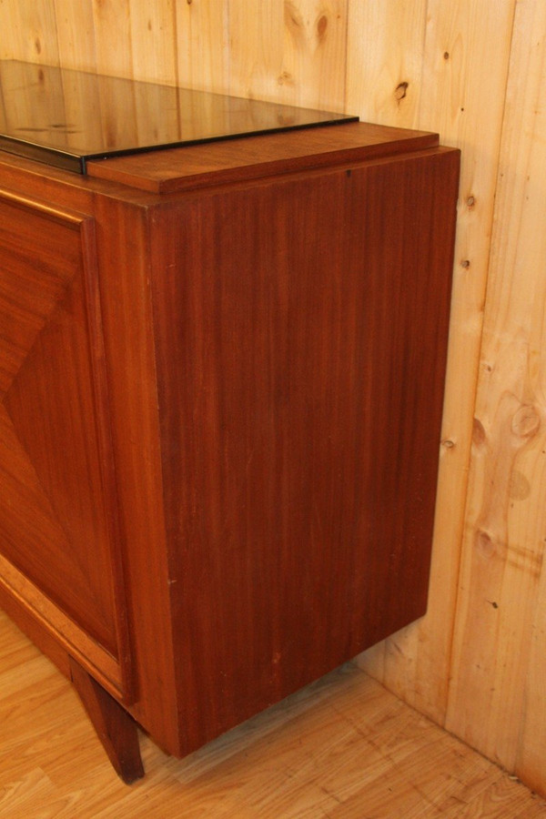 Art Deco Mahogany Buffet with Black Marble Top